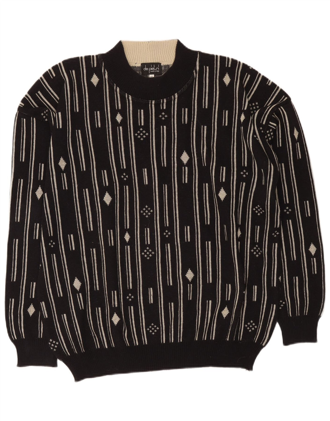 Maglione Maglione Girocollo Uomo De Pietri IT 48 Medio Nero Geometrico