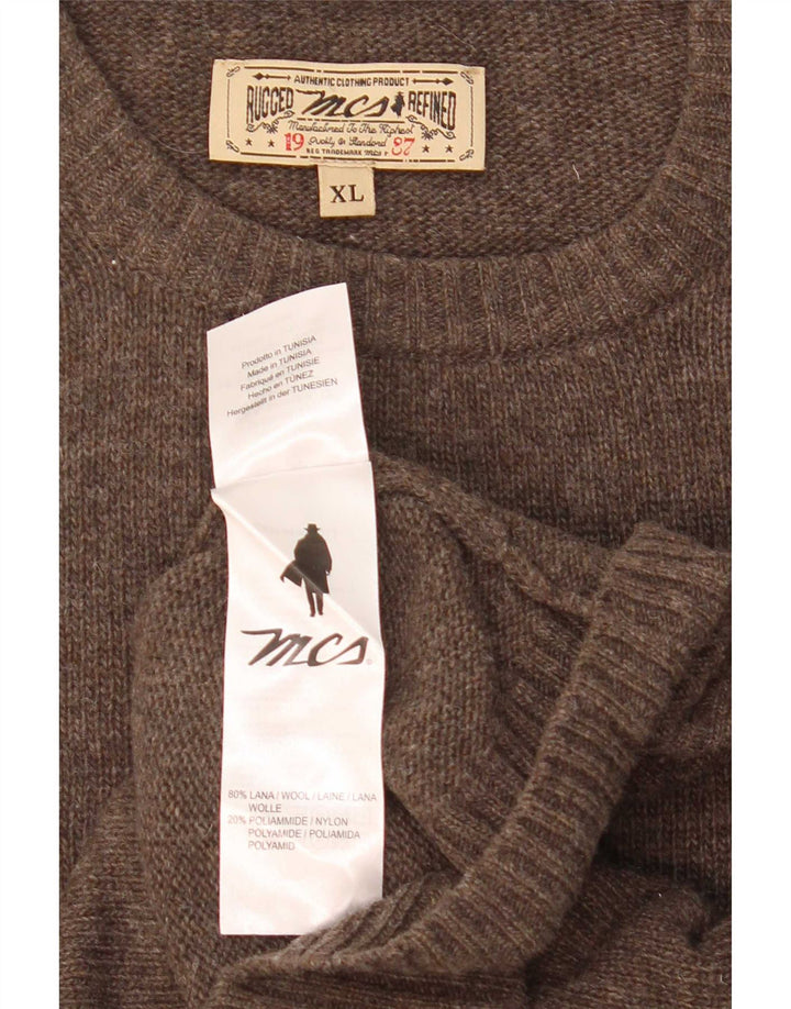 Marlboro Classics Maglione girocollo da uomo in lana marrone XL