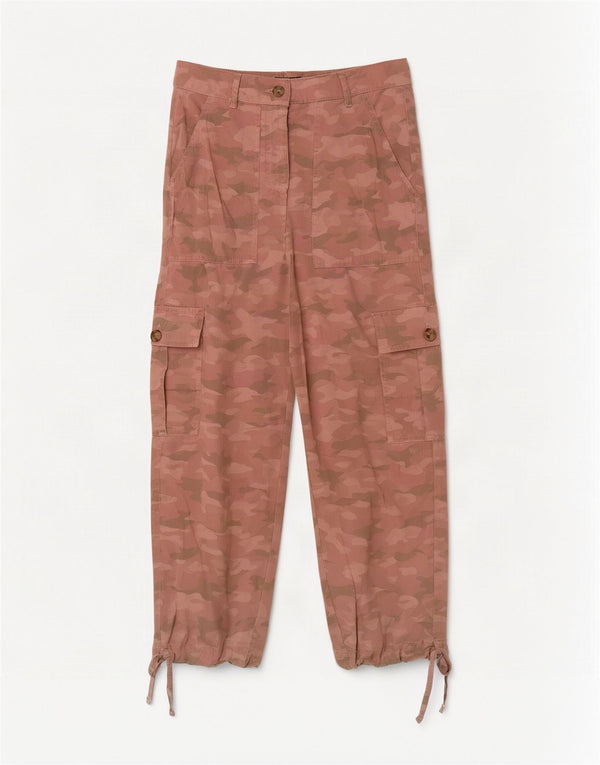 Pantaloni cargo corti Marks & Spencer da donna UK 6 XS W26 L23 rosa mimetico
