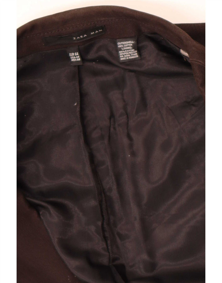 Giacca blazer militare a 2 bottoni da uomo Zara EU 54 XL cotone marrone