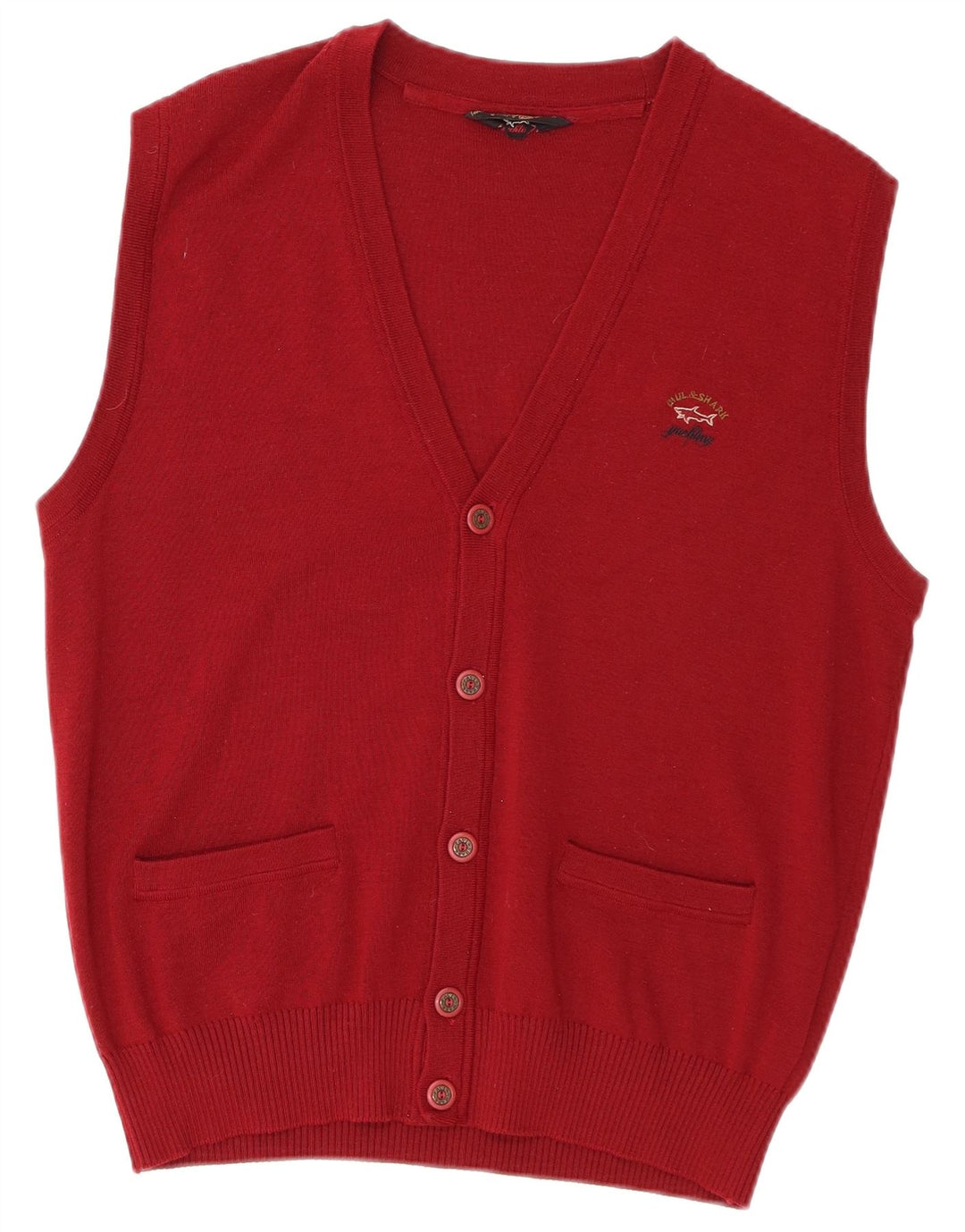 Maglione cardigan senza maniche da uomo Paul & Shark in lana bordeaux media