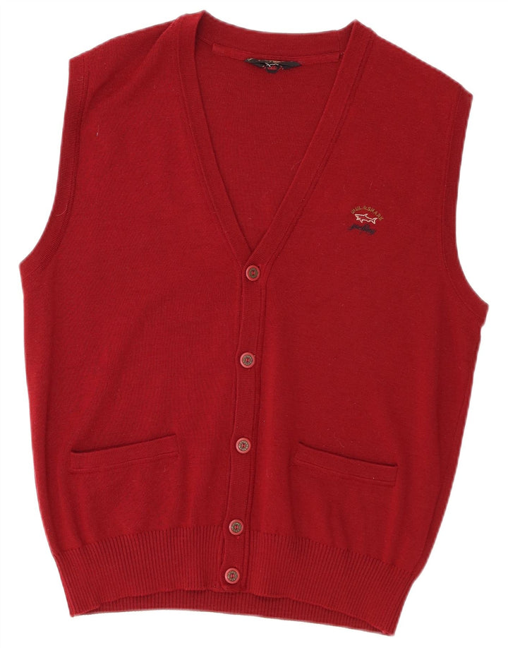 Maglione cardigan senza maniche da uomo Paul & Shark in lana bordeaux media