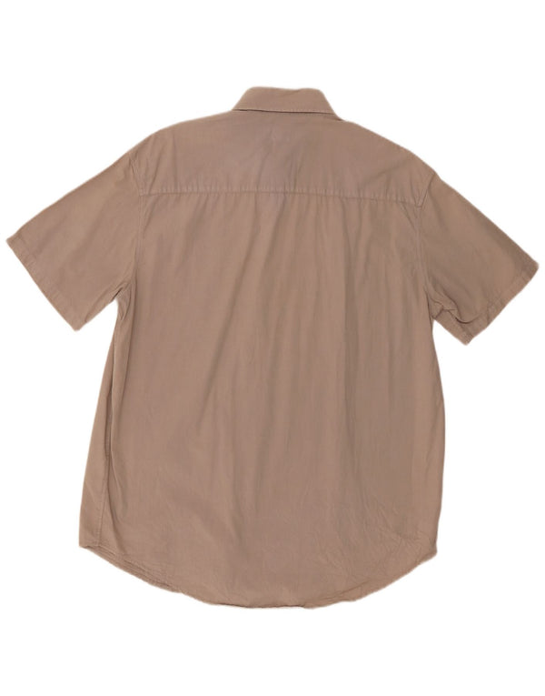 Calvin Klein Jeans Mens Short Sleeve Shirt Large Beige Cotton