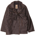 Giacca in pelle doppiopetto vintage da donna UK 20 2XL Marrone
