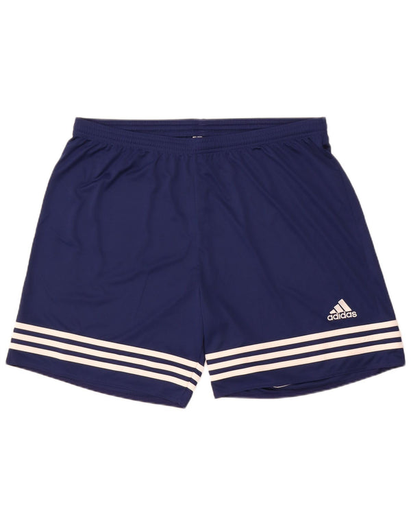 Pantaloncini sportivi Adidas Climalite da uomo XL in poliestere a righe blu navy