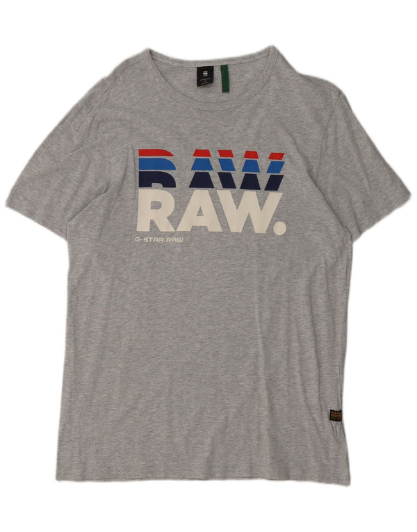 T-shirt grafica da uomo G-STAR Top in cotone chiazzato grigio medio