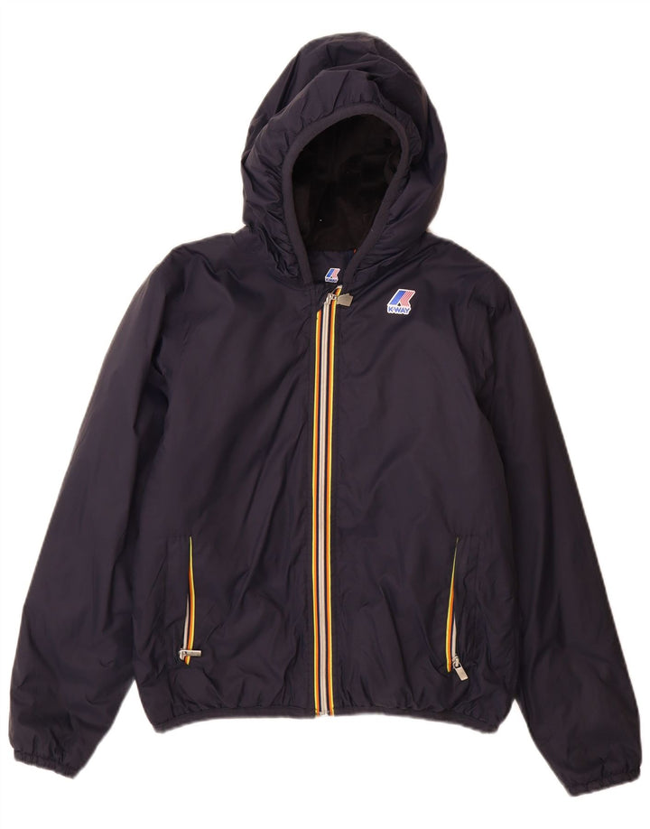 Giacca a vento con cappuccio K-Way da bambino 11-12 anni in poliammide blu navy