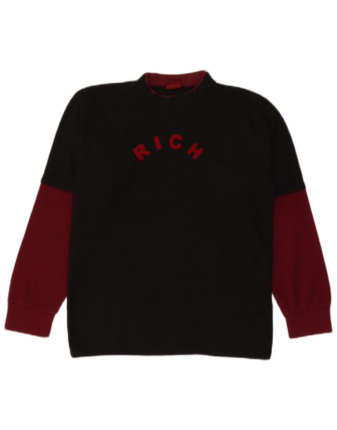 Maglione maglione girocollo con grafica da uomo Richmond blocco colore nero medio