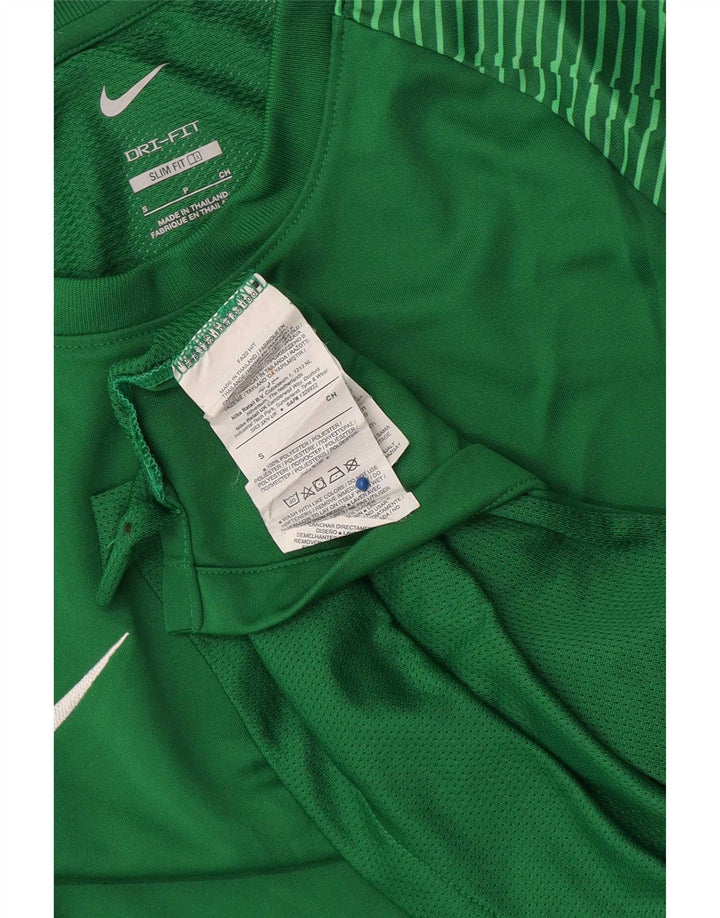 T-shirt Nike Dri Fit Slim da uomo, piccola, in poliestere a righe verdi