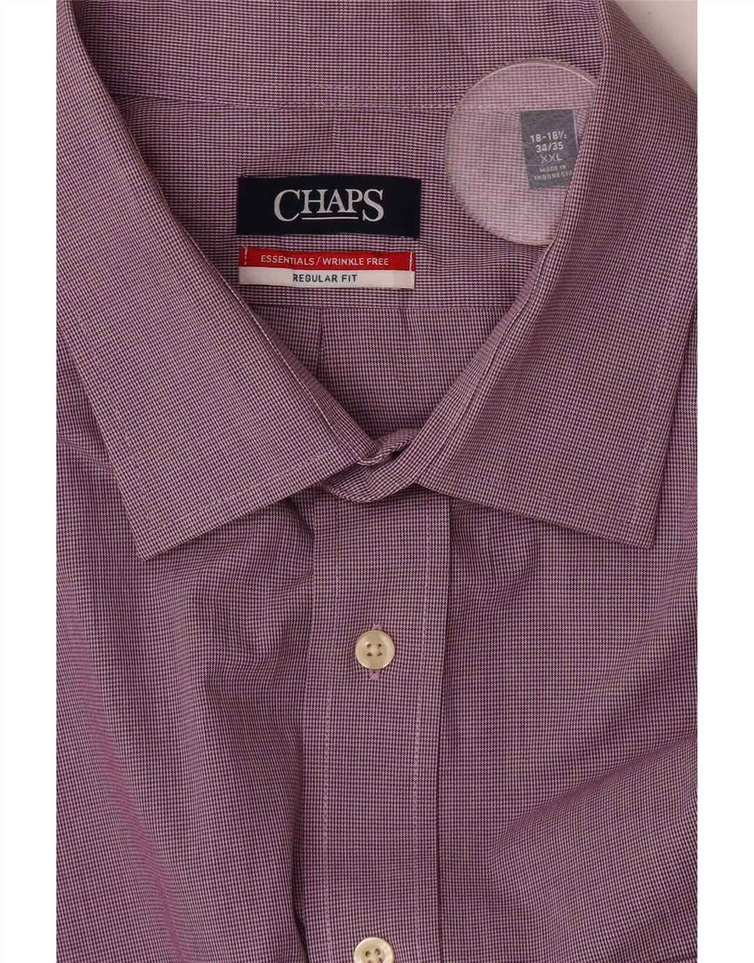 Chaps Camicia da uomo senza rughe taglia 18 1/2 2XL pied de poule viola