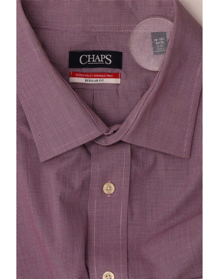 Chaps Camicia da uomo senza rughe taglia 18 1/2 2XL pied de poule viola