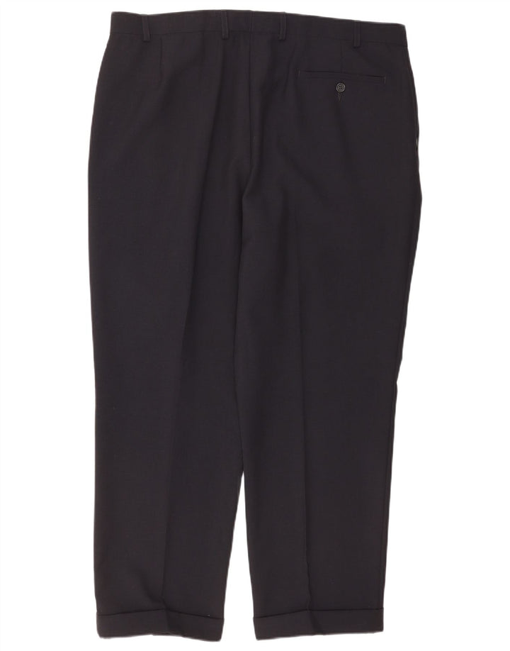 Pantaloni da abito con pegging da uomo Marks & Spencer W40 L29 poliestere blu navy