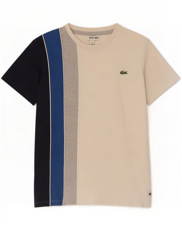 T-shirt da uomo Lacoste taglia 2 XS in cotone color block bianco