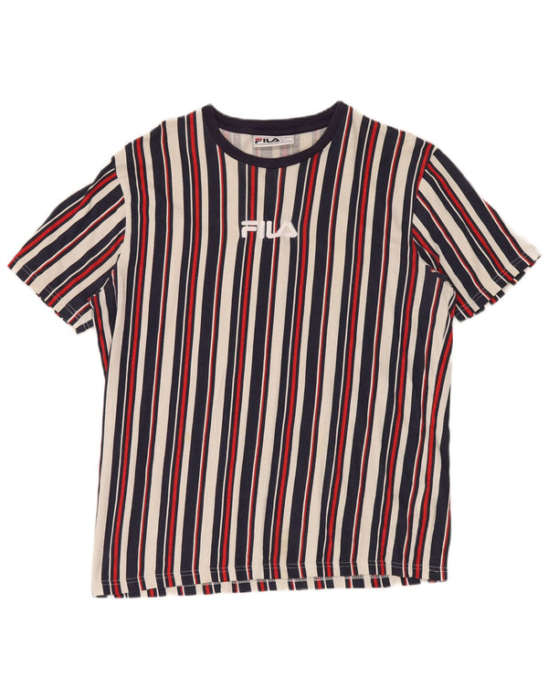 T-shirt grafica da uomo Fila Top IT 52 Large in cotone a righe blu navy
