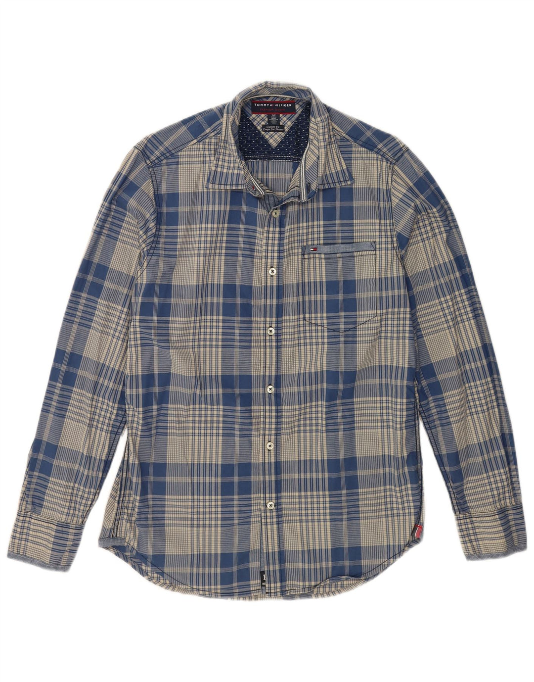 TOMMY HILFIGER Camicia da uomo su misura in cotone a quadri blu piccolo