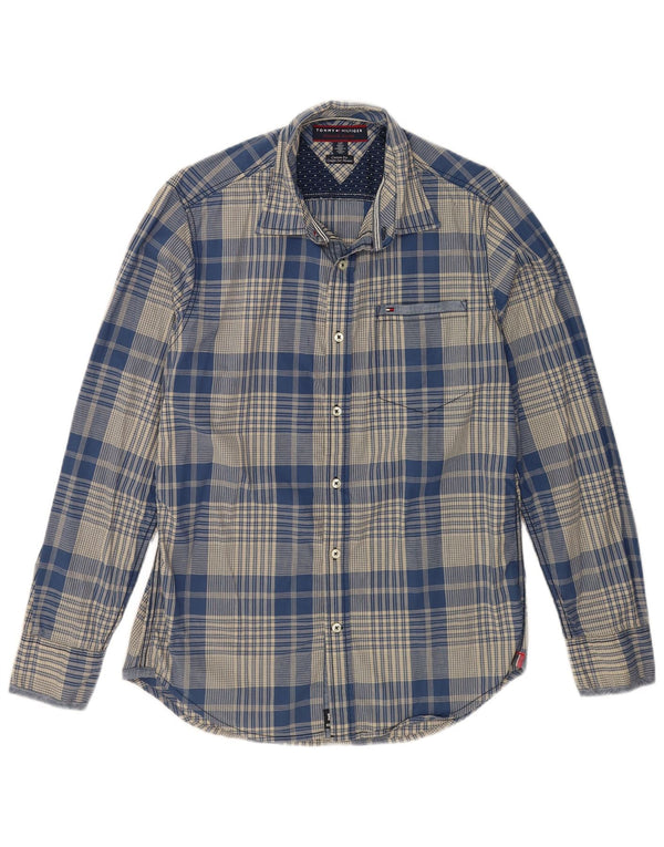 TOMMY HILFIGER Camicia da uomo su misura in cotone a quadri blu piccolo