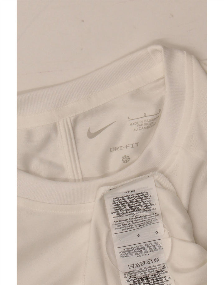 T-shirt Nike Dri Fit da uomo, grande, in poliestere color block bianco