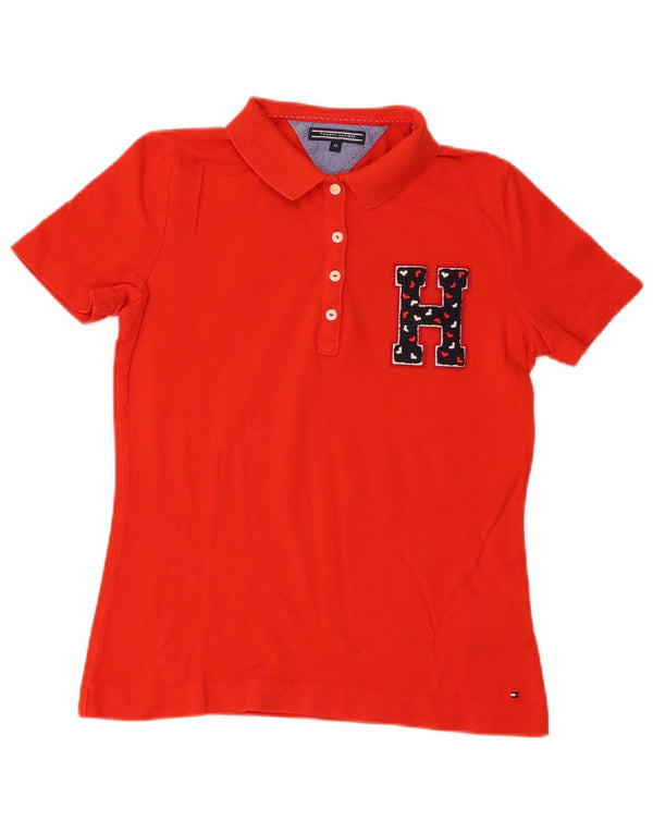 Polo grafica da donna Tommy Hilfiger UK 6 XS rosso cotone