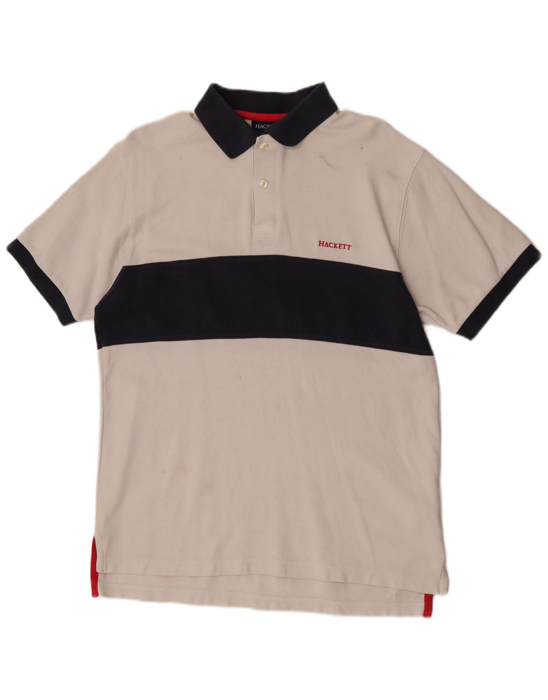 Polo da rugby da uomo Hackett in cotone color block bianco medio