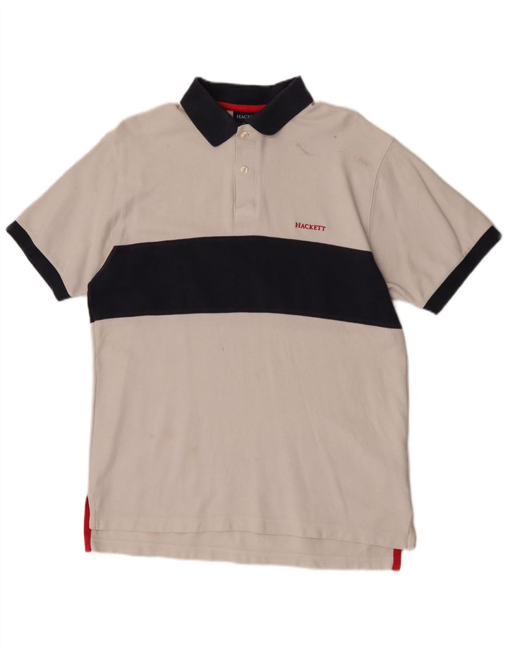 Polo da rugby da uomo Hackett in cotone color block bianco medio