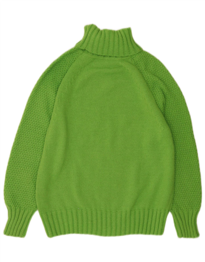 Maglione maglione oversize da donna vintage con collo alto UK 10 piccolo verde