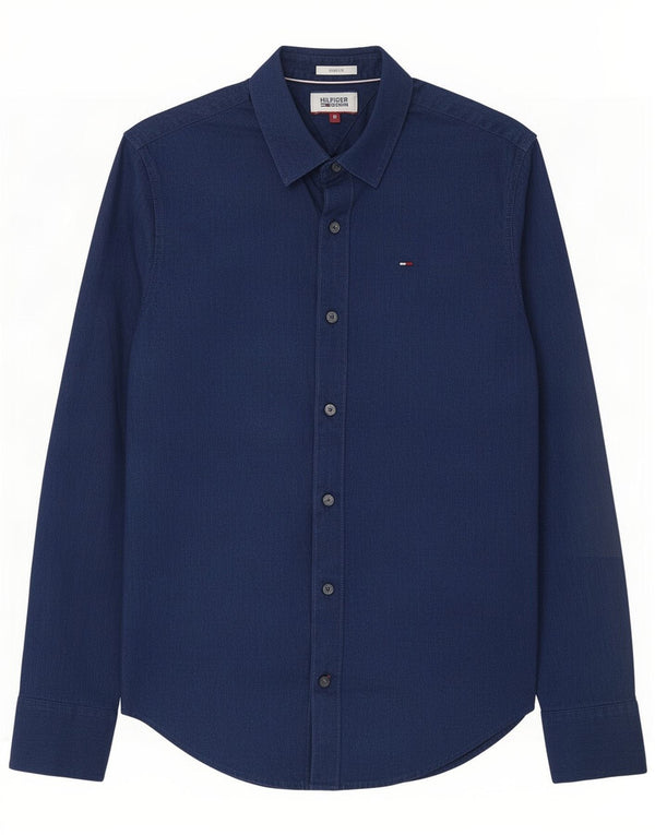 Camicia slim fit da uomo Tommy Hilfiger piccola in cotone blu navy