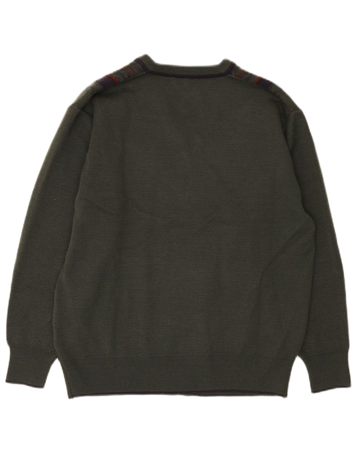 Maglione da uomo con scollo a V Gabicci, lana color block medio kaki