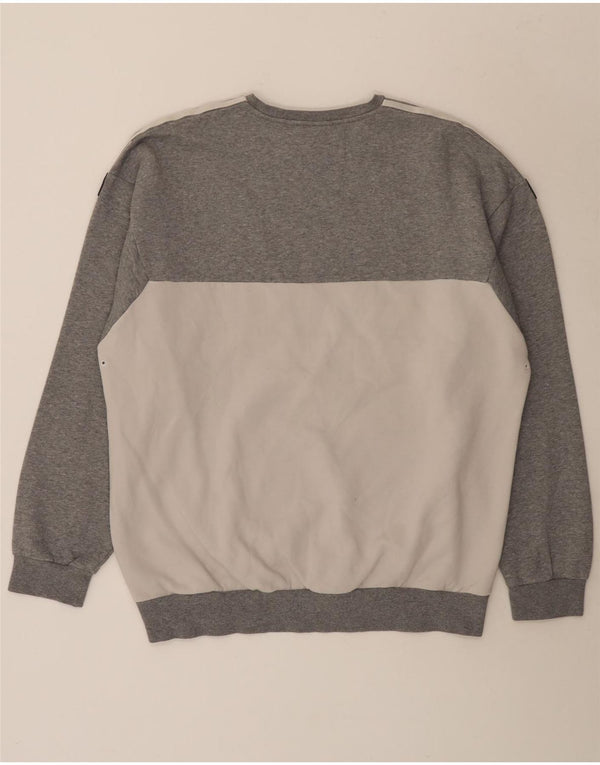 Felpa Adidas da uomo maglione grande in cotone color block grigio