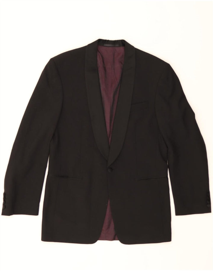 VINTAGE Mens 1 Button Blazer Jacket UK 40 Large Black New Wool Vintage Vintage and Second-Hand Vintage from Messina Hembry 