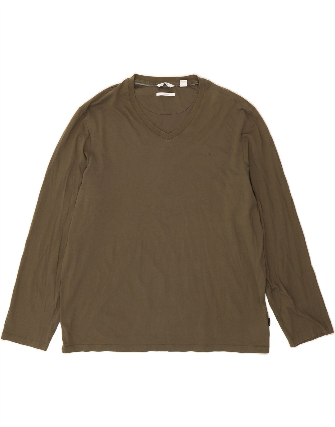 CALVIN KLEIN Mens Top Long Sleeve 2XL Green Cotton Vintage Calvin Klein and Second-Hand Calvin Klein from Messina Hembry 