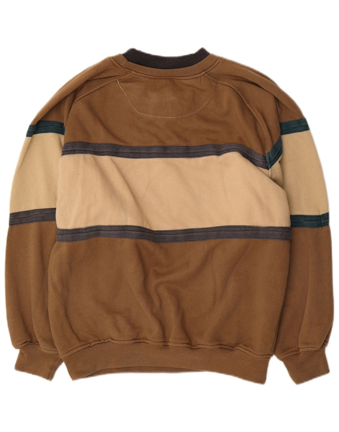 Felpa grafica da uomo vintage maglione piccolo poliestere color block marrone