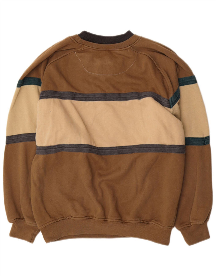 Felpa grafica da uomo vintage maglione piccolo poliestere color block marrone