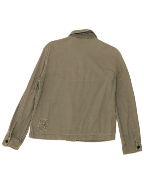 Giubbotto bomber invecchiato da donna di All Saints UK 14 Chevron medio kaki