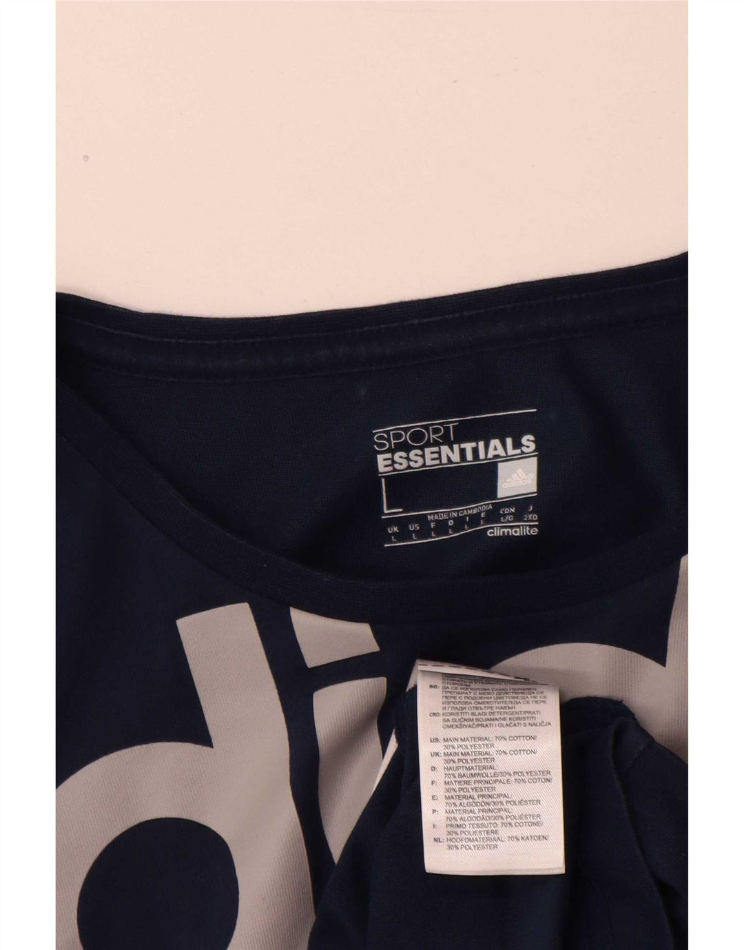 T-shirt grafica Adidas Climalite da uomo grande blu navy