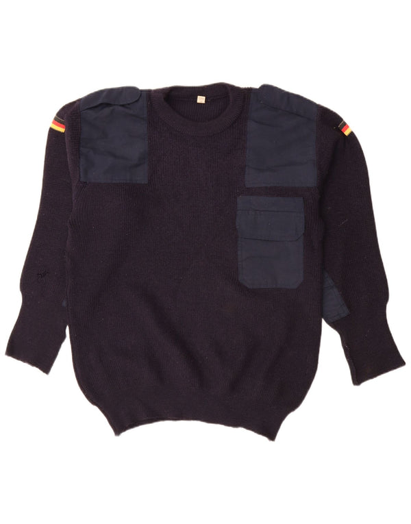 Maglione maglione girocollo militare da uomo Halfen EU 52 grande blu navy