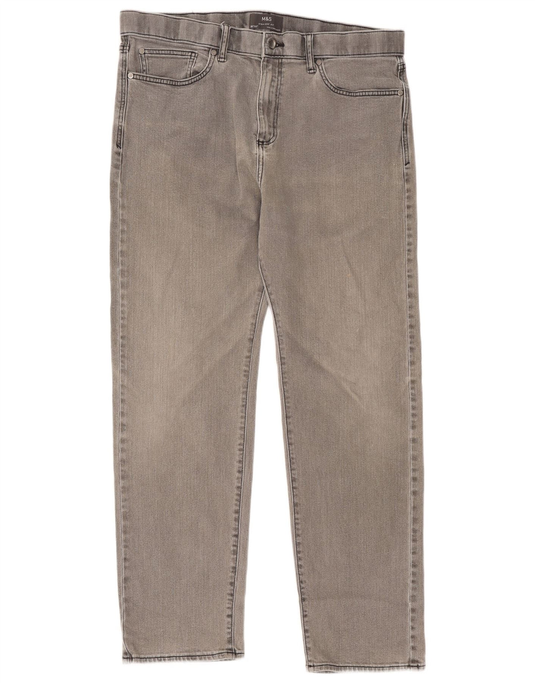 Jeans dritti da uomo Marks & Spencer W36 L33 cotone grigio
