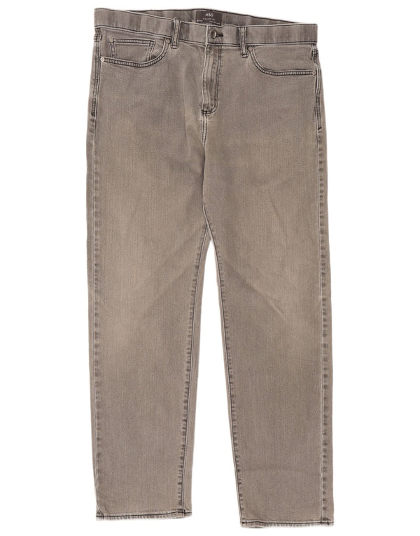 Jeans dritti da uomo Marks & Spencer W36 L33 cotone grigio