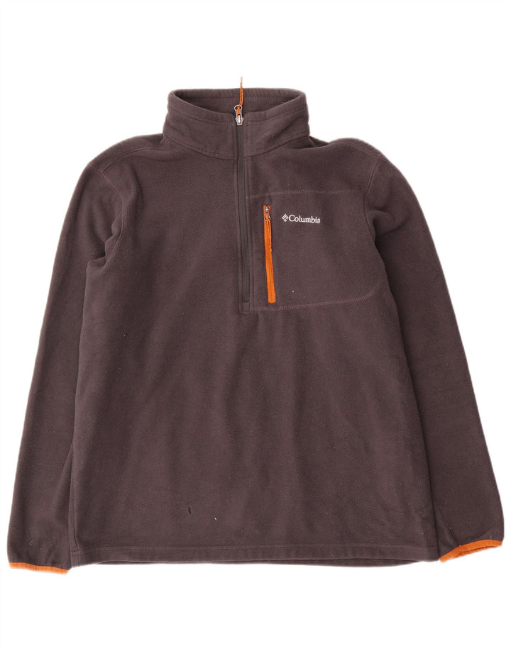 Maglione in pile da uomo Columbia con zip e collo, grande, in poliestere grigio