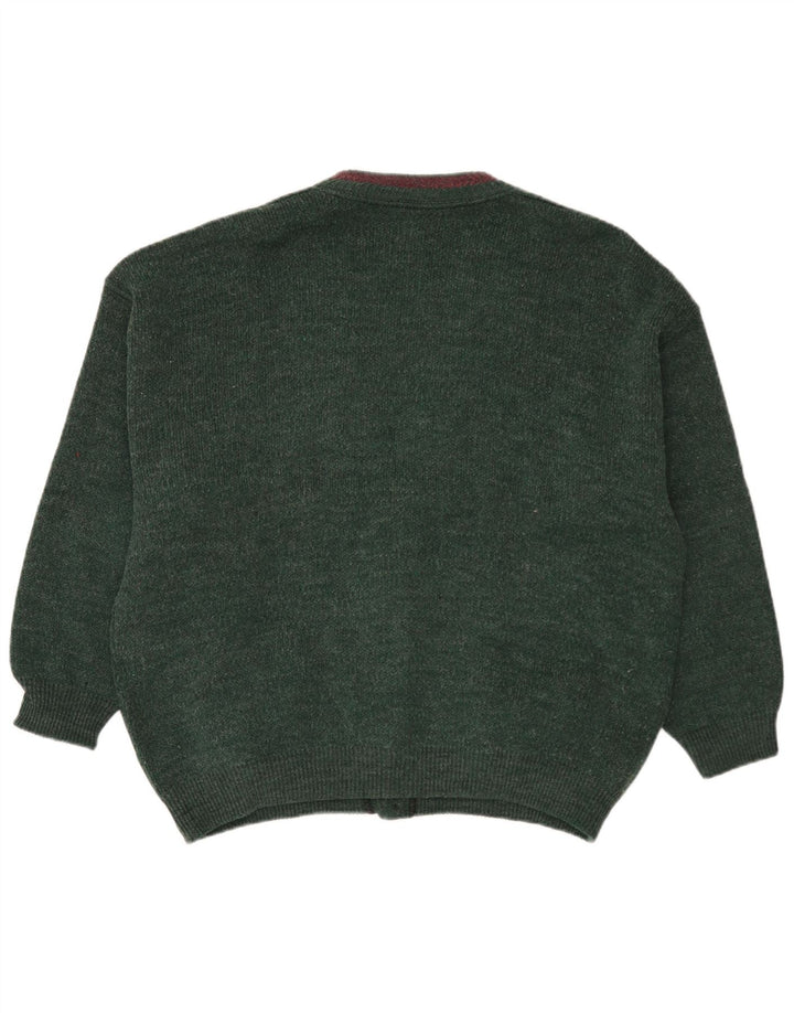 Maglione cardigan da uomo vintage XL in lana verde