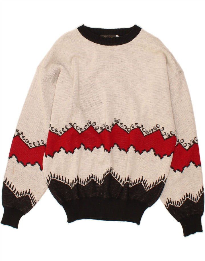 Maglione maglione girocollo da uomo CLASSIC 2XL Acrilico Fair Isle bianco
