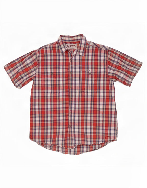 Camicia a maniche corte da uomo Wrangler XL in cotone a quadri rossi