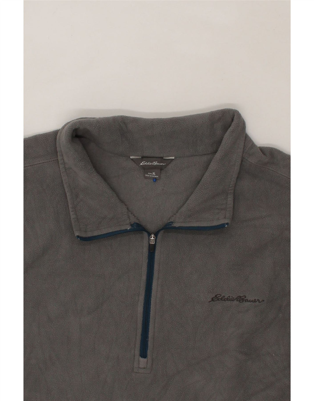 EDDIE BAUER Mens Zip Neck Fleece Jumper XL Grey Polyester Vintage Eddie Bauer and Second-Hand Eddie Bauer from Messina Hembry 