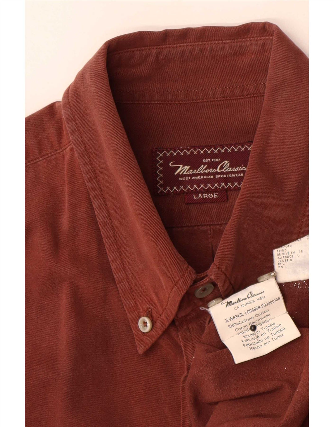 Camicia da uomo Marlboro Classics grande in cotone marrone