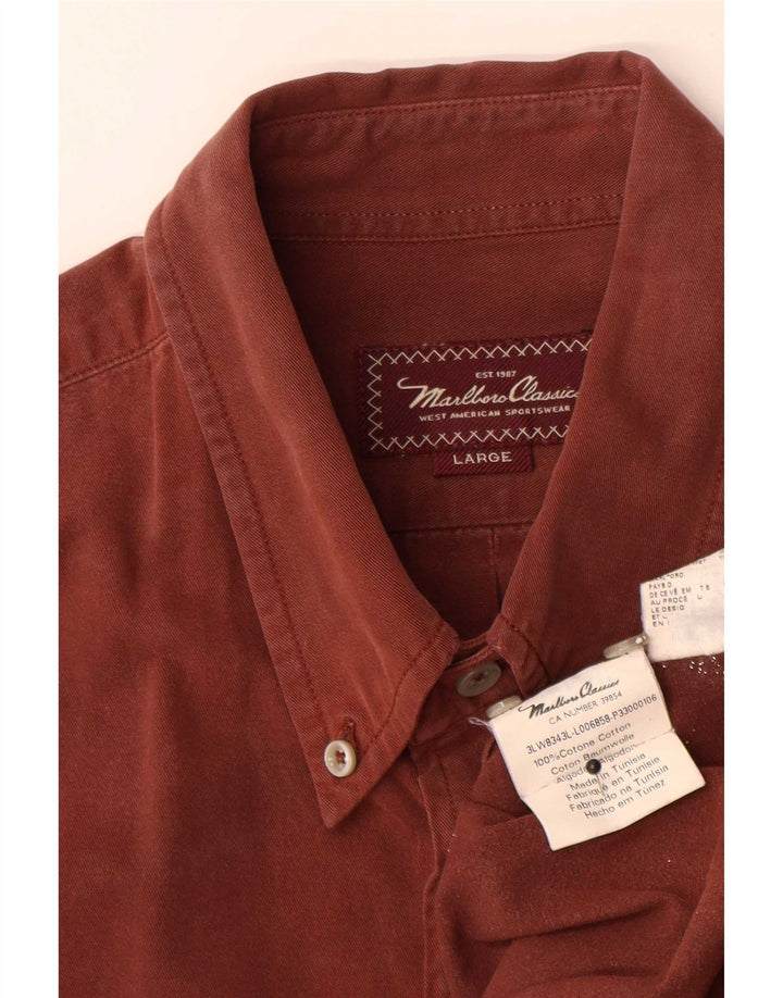 Camicia da uomo Marlboro Classics grande in cotone marrone