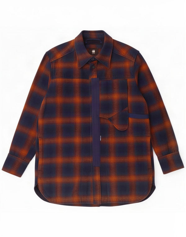 Camicia G-Star da uomo in flanella alta a quadri blu navy medio
