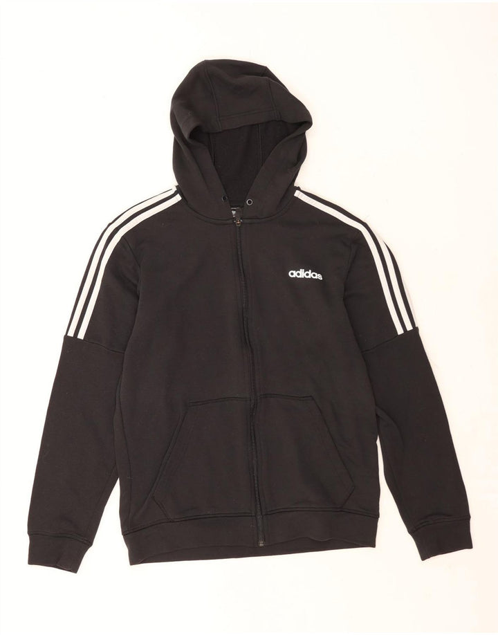 Maglione con cappuccio e zip Adidas Climalite da uomo in poliestere nero medio