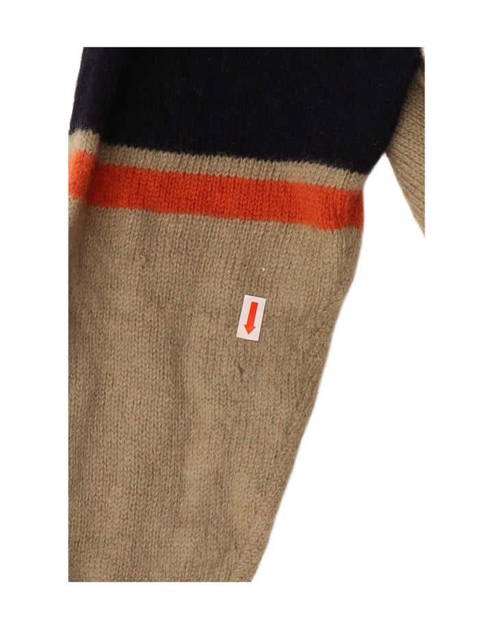 Maglione Kappa da donna con zip e collo, classico in lana a righe beige medio