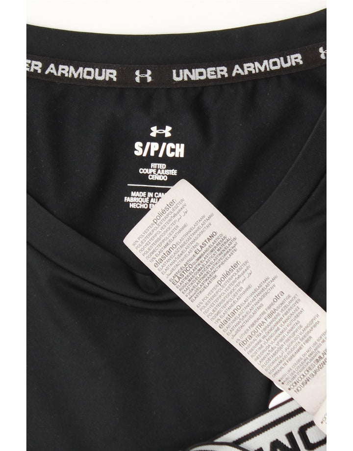 Top corto grafico da donna Under Armour manica lunga UK 10 piccolo nero