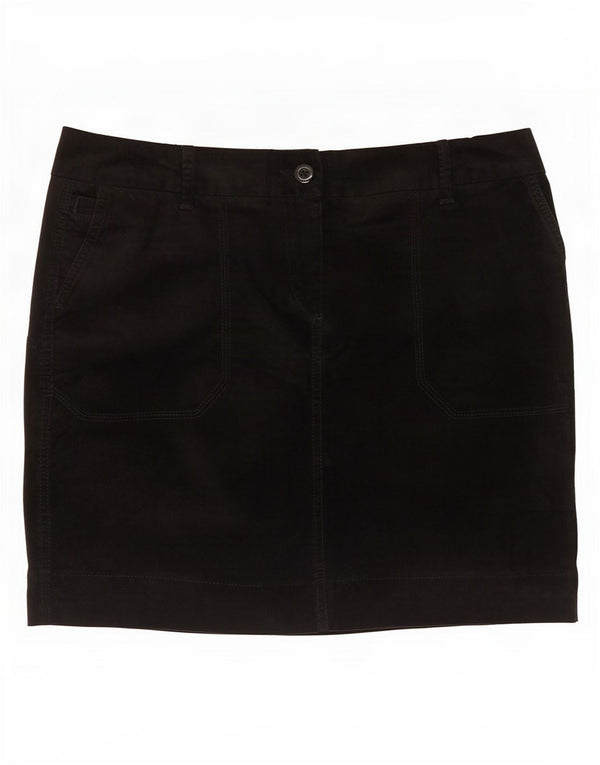 Mini gonna in velluto a coste da donna Marks & Spencer UK 14 grande W34 cotone nero