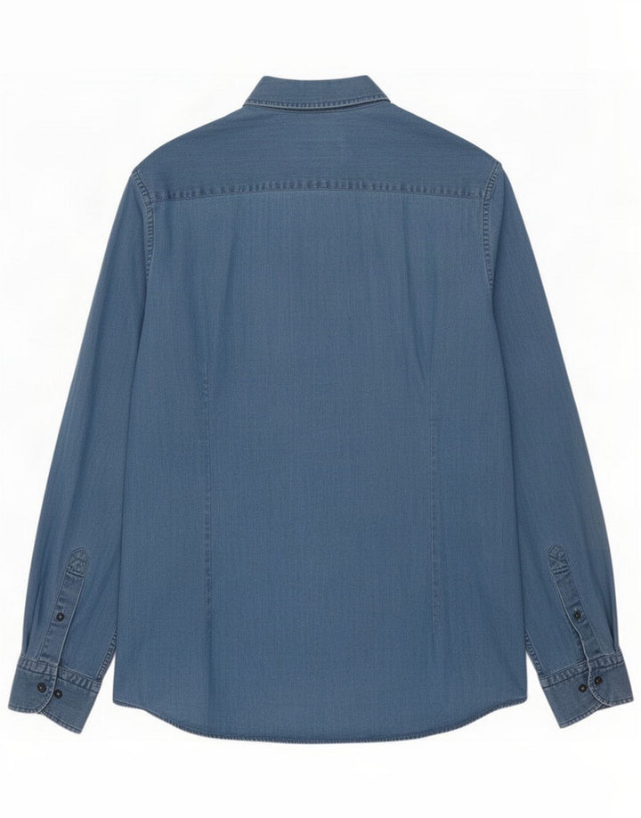 Massimo Dutti Camicia di jeans da uomo XL Blu Cotone